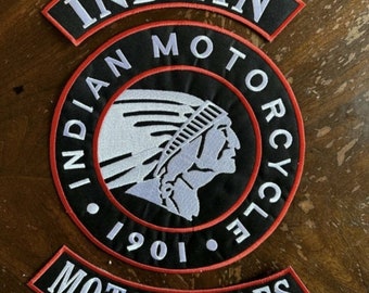 Indian Motorcycles 1901 Embroidery Set 3 Pcs Iron On 35 Cm choose one color