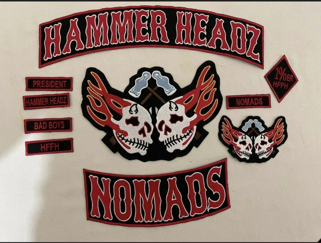 High Quality Hammer Headz Nomads Mc Patch Set Biker Cut
