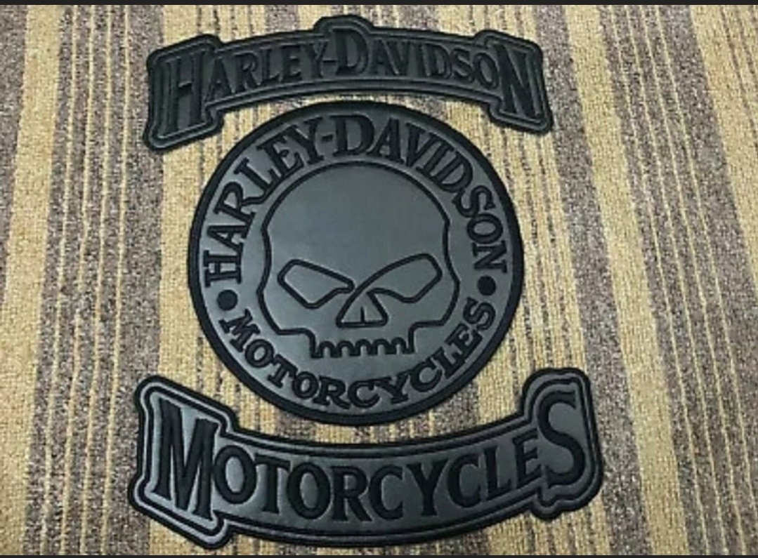 Autocollant Patch Harley Davidson Petit Format - Motif Crâne Orange - Fait En Italie