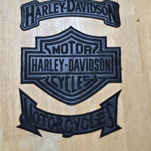 Harley davidson Artificial leather with embroidery set of 3 Iron on