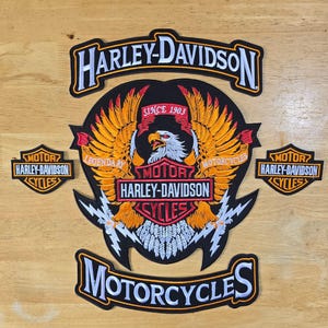 Harley Davidson motorcycles Large Eagle Embroidery Patch full set Iron on for biker jackets and vests