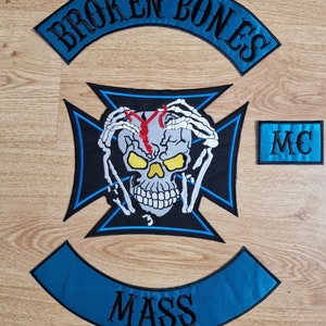 Broken Boness Mass MC Broderimärke set med 4 st för motorcykeljacka väst märke Stryk-på