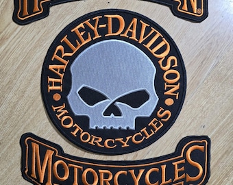 Harley davidson Willie Rockers grey skull Embroidery patch biker motorcycle patch