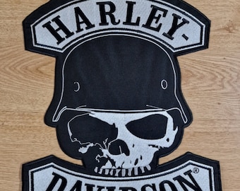 Harley Davidson Black Hat skull Embroidery patch for motorbike jacket patch vest patch Iron on