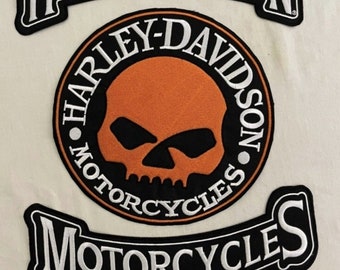 Harley davidson Willie Rockers Orange skull Embroidery patch biker motorcycle patch