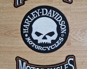 Harley davidson Willie Rockers white skull Embroidery patch biker motorcycle patch