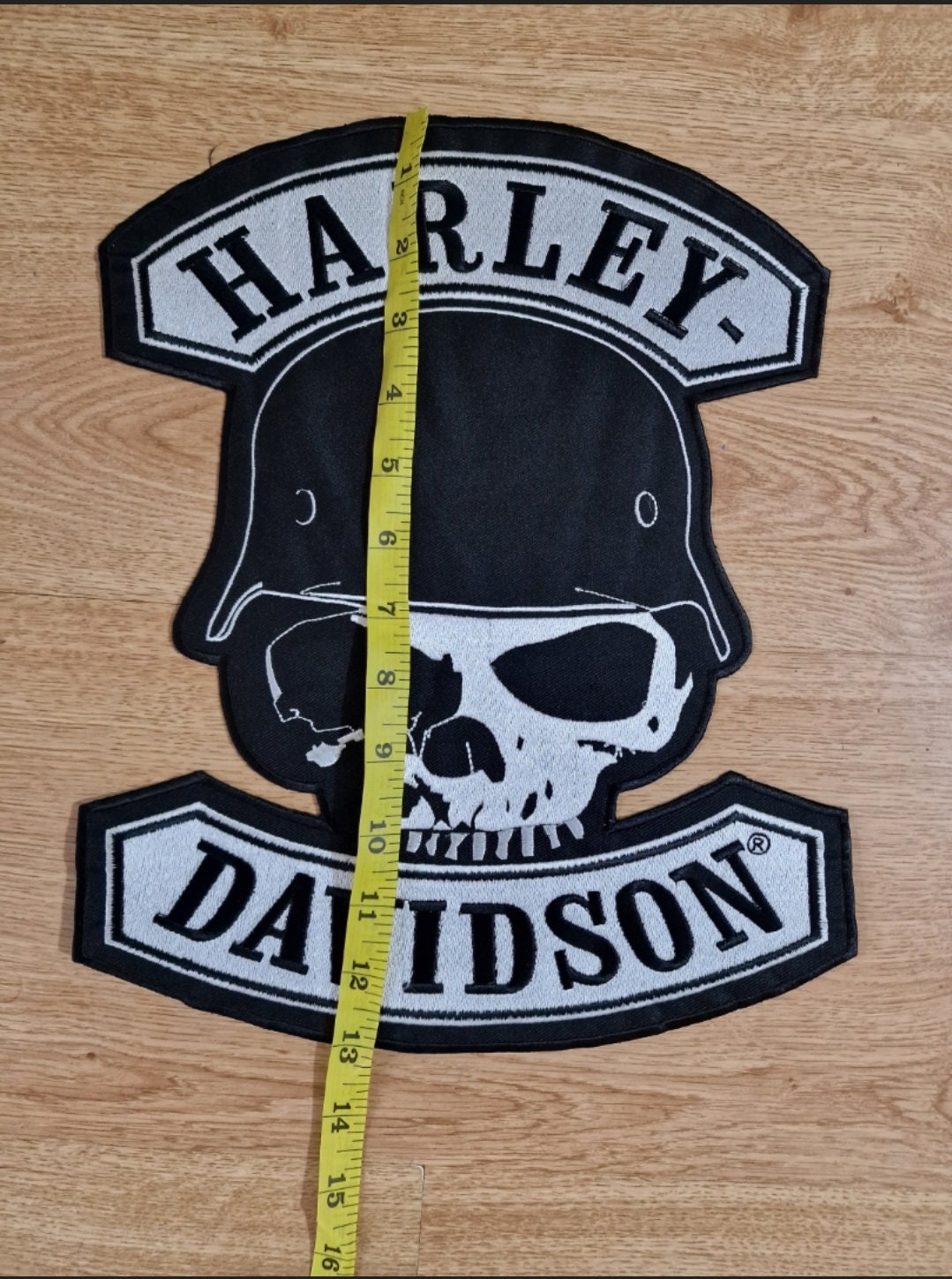 Écusson Brodé Biker Tête De Mort Tricolore - Format Géant 25x18cm - ThermoCollant Ou à Coudre