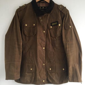 Women’s Barbour International L1926 Waxed Brown Jacket - Size UK 14