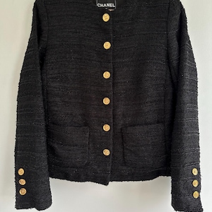 Women’s CHANEL Metier D’art 22/23A Beads Black Jacket - Size FR 36