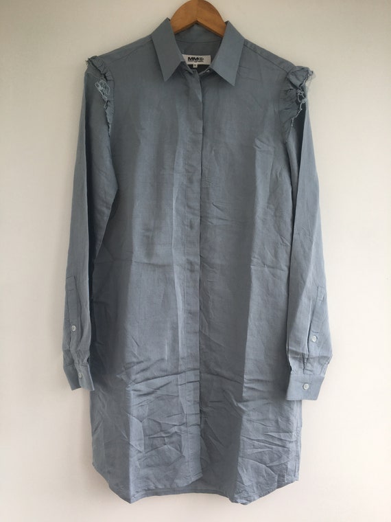 mm6 maison margiela shirt dress Women's MM6 Maison Margiela Blue Silk/viscose Shirt-dress - Size 42