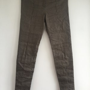 Annette Gortz grå linne-elastomerbyxor för dam – storlek 42