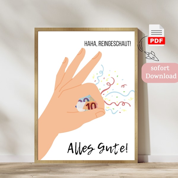 Geldgeschenk zum Geburtstag PDF | persönliches Geschenk A4 | DIY Digital Sofort Download | Geburtstagsgeschenk Basteln Bild Wanddeko Poster