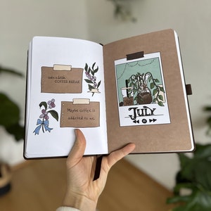 Vorgefertigtes Bullet Journal 2024 | A5 Kaffee-Motiv Tagebuch | Handbemalter Planer | 182 personalisierte Seiten