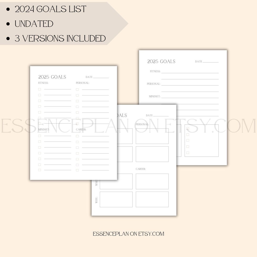 2025 Goals List / Planner - Etsy