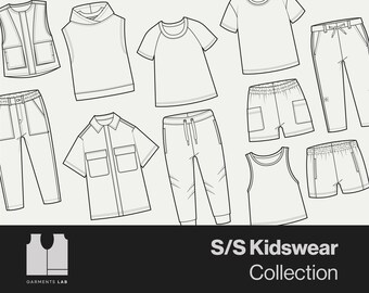 Kidswear Fashion Sketch Templates, Clothing Design (Digital File)