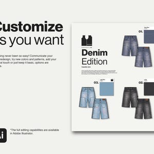 Unisex Carpenter Jorts Flat Sketch, Fashion Template (ai, eps, pdf, png) image 2