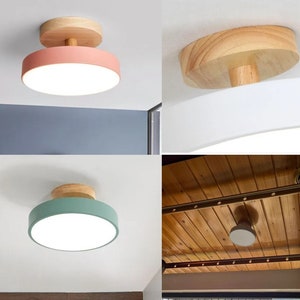 Suspension moderne en bois au design minimaliste, élégant plafonnier suspendu, deux couleurs