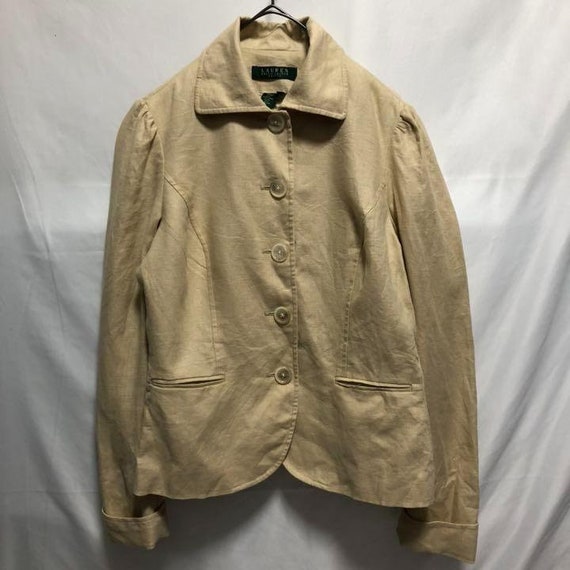 80S 90S Vintage Old Ralph Lauren Linen Jacket Clo… - image 7