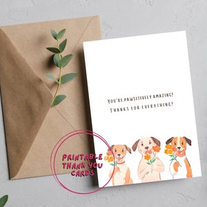 Tarjeta de agradecimiento imprimible, eres increíblemente asombroso, para amantes de los perros, tarjeta para imprimir en casa, perro lindo, tarjeta de agradecimiento, tarjetas de agradecimiento con juegos de palabras