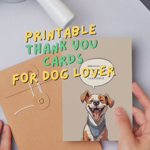 Dog Thank You Cards, Funny Dog Thank You Cards, Dog Lover, Saying Gratitude, Thank You Card, Printable Thank You Card