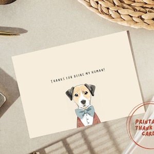 Biglietto di ringraziamento stampabile Cane divertente, Grazie per essere il mio umano, Per gli amanti dei cani, Stampa a casa Biglietto di ringraziamento carino e divertente, Download digitale