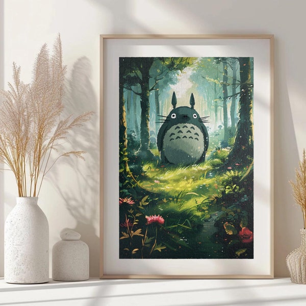 Wunderbarer Totoro im Wald Puzzle, Ghibli Studio, Puzzle, 1000 Teile Puzzle, Erwachsenenpuzzle (110, 252, 520, 1014 Teile)
