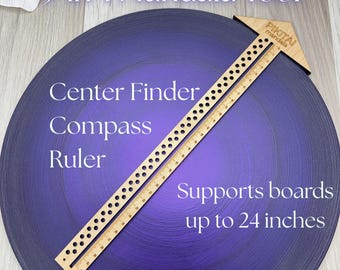 Herramienta Mandala 3 en 1: Buscador de centro, Compás y regla. Crea círculos perfectos y ejes simétricos. Lienzo de hasta 61 cm (24"). Corte láser.