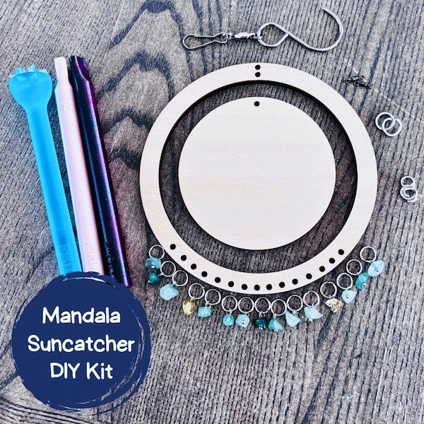 Paint Your Own Mandala Suncatcher DIY Kit #3, Wood Window Decor, Creative Craft Kit for Adults, Gift for Her, Boho Decor