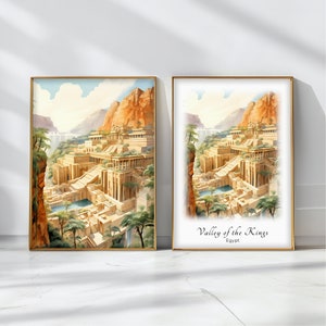 Valley of the Kings Watercolor Poster Travel Art Print Egypt Landscape Art Decor Inspirational Wall Art Travel Gift