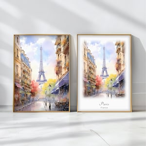 Paris Watercolor Poster Travel Art Print France Landscape Art Decor Inspirational Wall Art Travel Gift