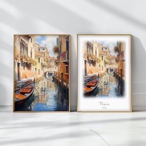 Venice Watercolor Poster Travel Art Print Italy Landscape Art Decor Inspirational Wall Art Travel Gift