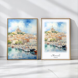 Marseille Watercolor Poster Travel Art Print France Landscape Art Decor Inspirational Wall Art Travel Gift