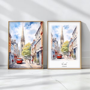 Cork Watercolor Poster Travel Art Print Ireland Landscape Art Decor Inspirational Wall Art Travel Gift