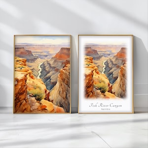 Fish River Canyon akvarell poster resekonsttryck Namibia landskapskonstdekor inspirerande väggkonst resegåva