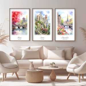 a living room filled with furniture and paintings