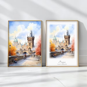 Prague  Watercolor Poster Travel Art Print Czech Republic Landscape Art Decor Inspirational Wall Art Travel Gift