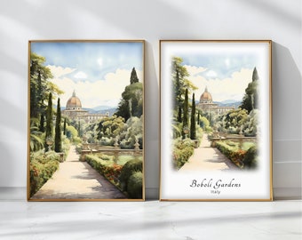 Boboli Gardens Watercolor Poster Travel Art Print Italy Landscape Art Decor Inspirational Wall Art Travel Gift
