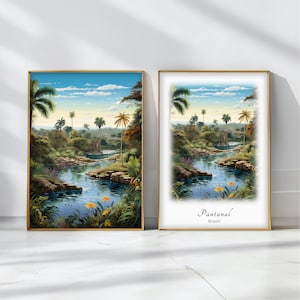 Pantanal Watercolor Poster Travel Art Print Brazil Landscape Art Decor Inspirational Wall Art Travel Gift