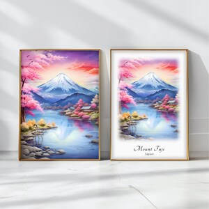 Poster acquerello del monte Fuji, stampa artistica da viaggio, paesaggio giapponese, decorazione artistica da parete ispiratrice, regalo da viaggio