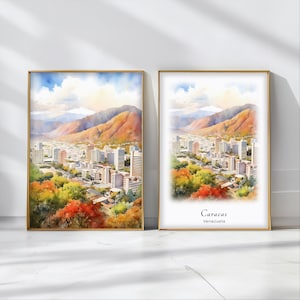 Caracas Watercolor Poster Travel Art Print Venezuela Landscape Art Decor Inspirational Wall Art Travel Gift