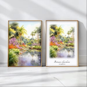 Botanische Gärten Aquarell Poster Reise Kunstdruck Singapur Landschaft Kunst Inspirational Wand Kunst Reise Geschenk