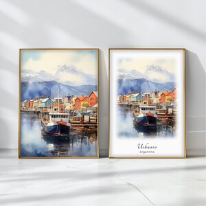 Ushuaia Watercolor Poster Travel Art Print Argentina Landscape Art Decor Inspirational Wall Art Travel Gift