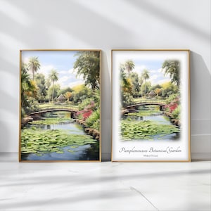Pamplemousses Botanischer Garten Aquarell Poster Reise Kunstdruck Mauritius Landschaft Kunst Dekor Inspiration Wand Kunst Reise Geschenk
