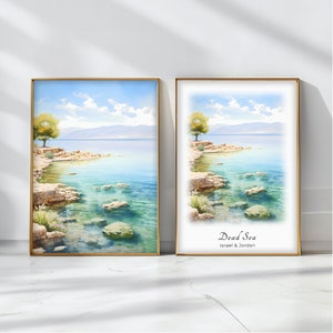 Dead Sea  Watercolor Poster Travel Art Print  Israel & Jordan  Landscape Art Decor Inspirational Wall Art Travel Gift