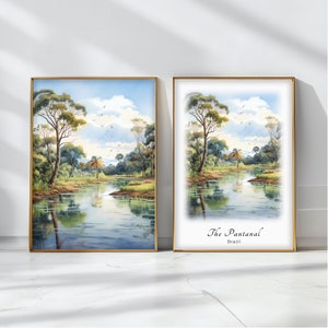 The Pantanal Watercolor Poster Travel Art Print Brazil Landscape Art Decor Inspirational Wall Art Travel Gift