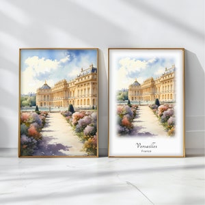 Versailles Watercolor Poster Travel Art Print France Landscape Art Decor Inspirational Wall Art Travel Gift