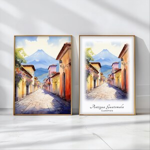 Antigua Guatemala Watercolor Poster Travel Art Print Guatemala Landscape Art Decor Inspirational Wall Art Travel Gift
