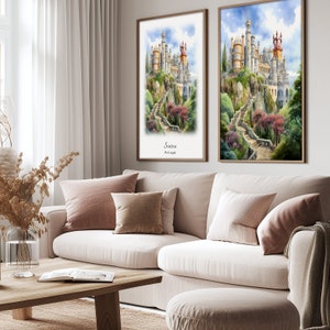 a living room filled with furniture and paintings