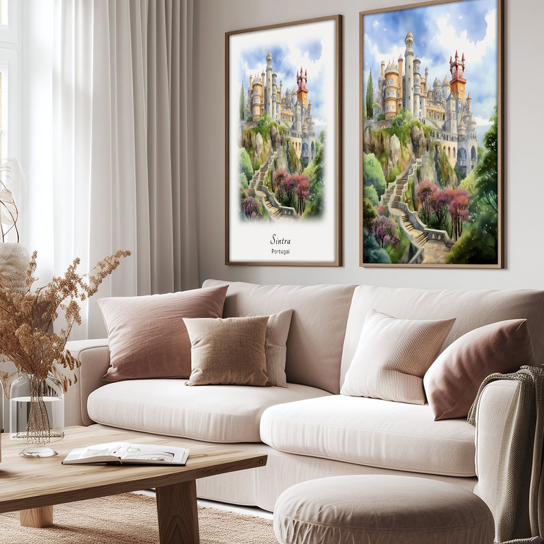 a living room filled with furniture and paintings