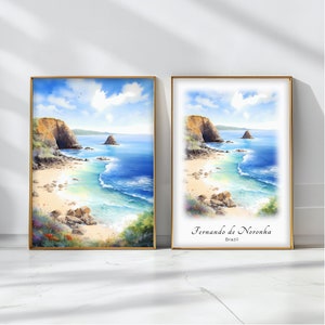 Fernando de Noronha Watercolor Poster Travel Art Print Brazil Landscape Art Decor Inspirational Wall Art Travel Gift